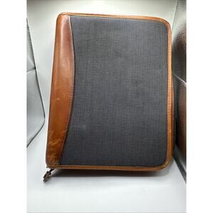 Vintage Franklin Covey Leather Planner 7 Ring Zippered Brown Riverwood USA Made